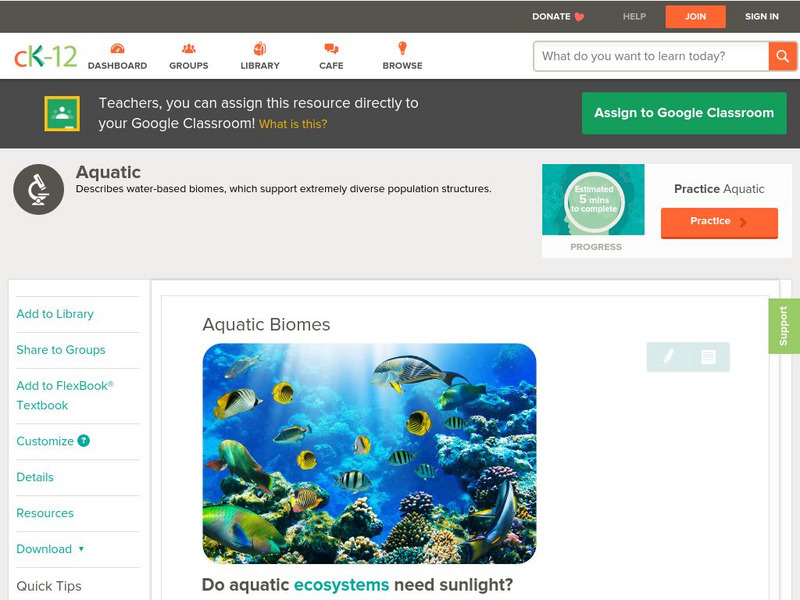 Ck 12: Biology: Aquatic Biomes Unit Plan Ck 12: Biology: Aquatic Biomes Unit Plan