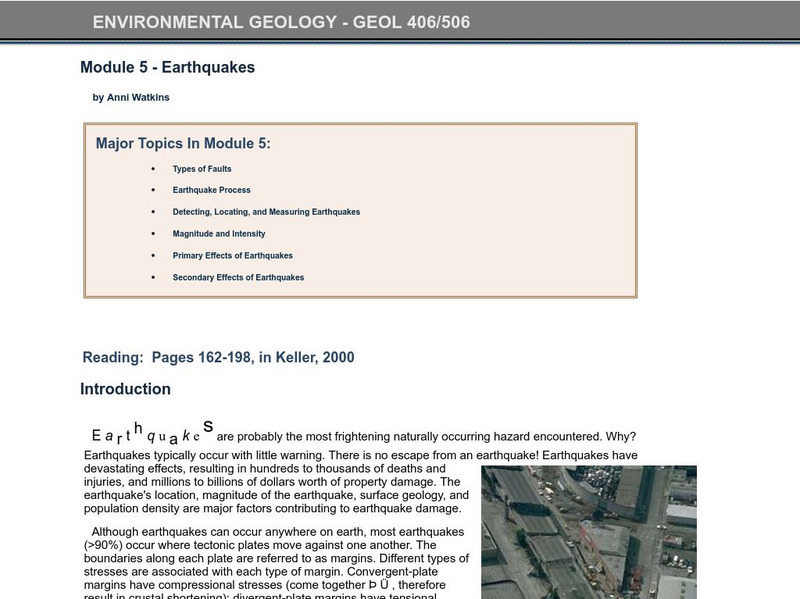Idaho State University: Environmental Geology: Earthquakes Unit Plan Idaho State University: Environmental Geology: Earthquakes Unit Plan