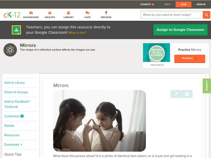Ck 12: Physical Science: Mirrors Unit Plan Ck 12: Physical Science: Mirrors Unit Plan