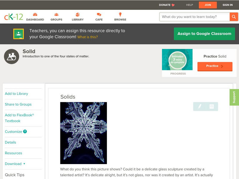 Ck 12: Physical Science: Solids Unit Plan Ck 12: Physical Science: Solids Unit Plan