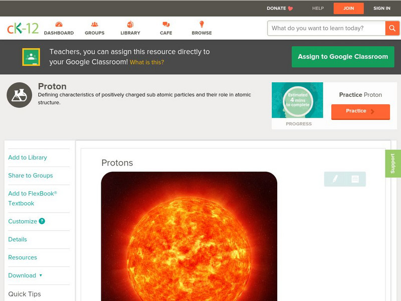 Ck 12: Physical Science: Protons Unit Plan Ck 12: Physical Science: Protons Unit Plan
