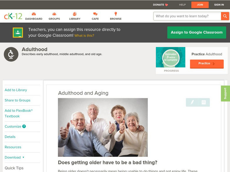 Ck 12: Biology: Adulthood and Aging Unit Plan Ck 12: Biology: Adulthood and Aging Unit Plan
