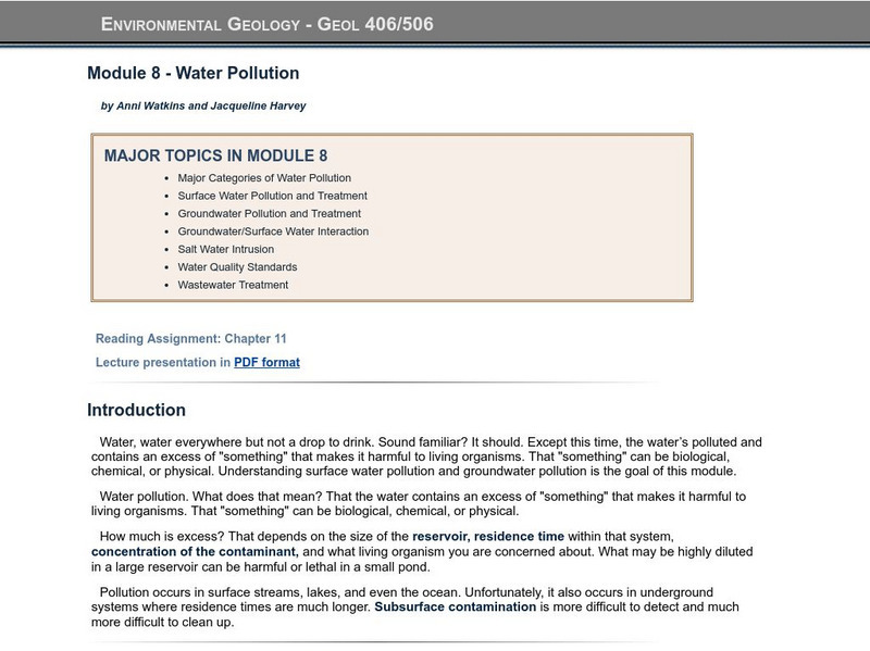 Idaho State University: Water Pollution Website