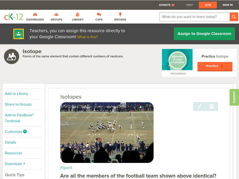 Ck 12: Chemistry: Isotopes Unit Plan