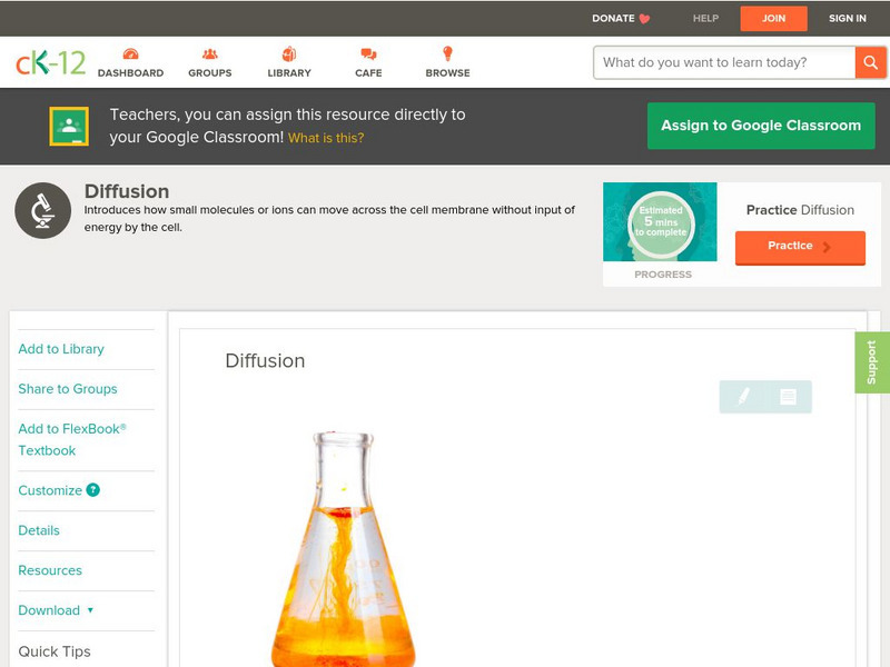 Ck 12: Life Science: Diffusion Unit Plan Ck 12: Life Science: Diffusion Unit Plan