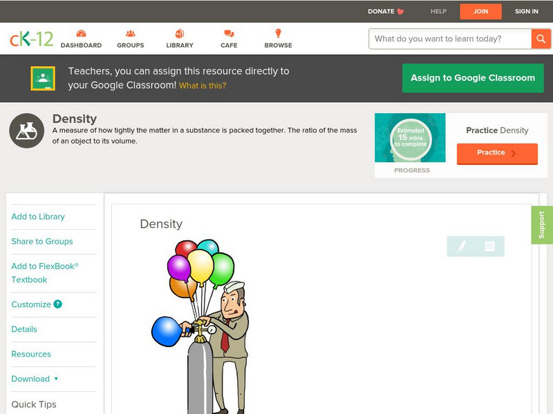 Ck 12: Physical Science: Density Unit Plan