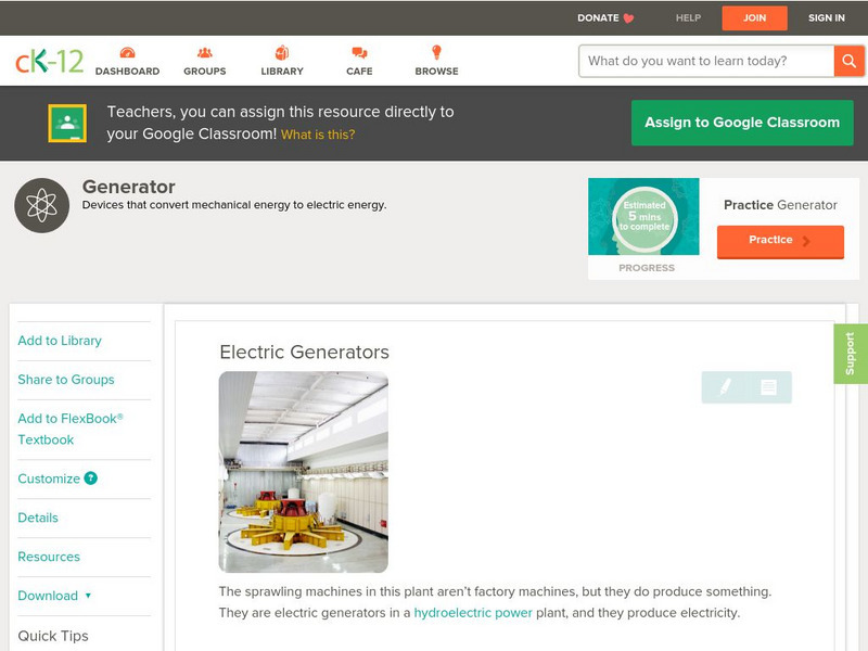 Ck 12: Physical Science: Generators and Motors Unit Plan Ck 12: Physical Science: Generators and Motors Unit Plan