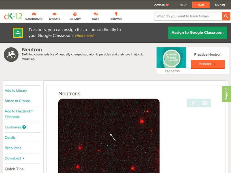 Ck 12: Physical Science: Neutrons Unit Plan