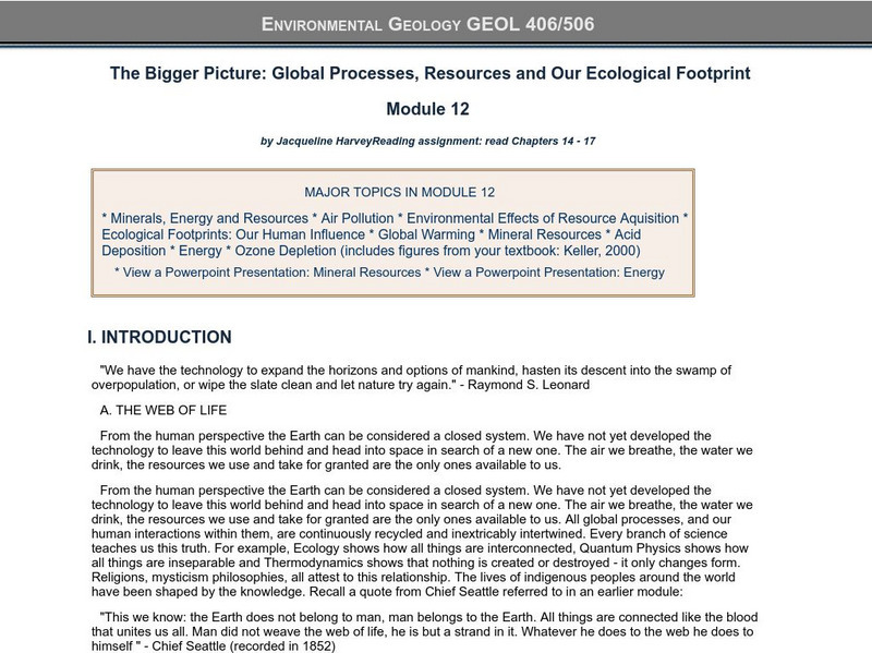 Idaho State University: Global Processes, Resources and Our Ecological Footprint Website Idaho State University: Global Processes, Resources and Our Ecological Footprint Website