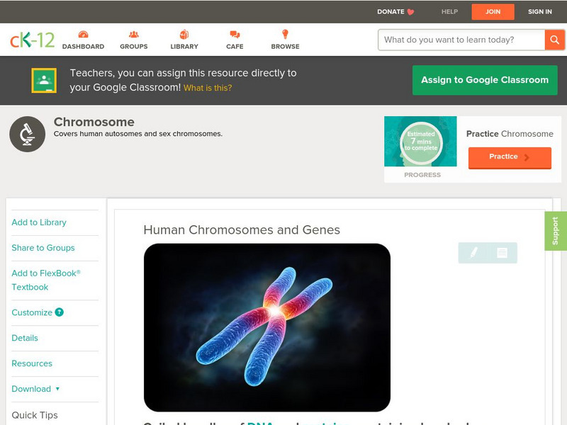 Ck 12: Biology: Human Chromosomes and Genes Unit Plan Ck 12: Biology: Human Chromosomes and Genes Unit Plan