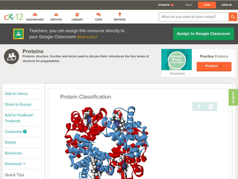 Ck 12: Physical Science: Protein Classification Unit Plan Ck 12: Physical Science: Protein Classification Unit Plan