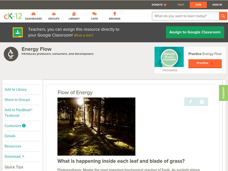 Ck 12: Biology: Flow of Energy Unit Plan Ck 12: Biology: Flow of Energy Unit Plan