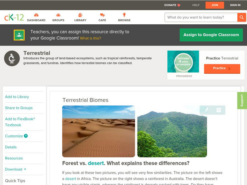 Ck 12: Biology: Terrestrial Biomes Unit Plan Ck 12: Biology: Terrestrial Biomes Unit Plan