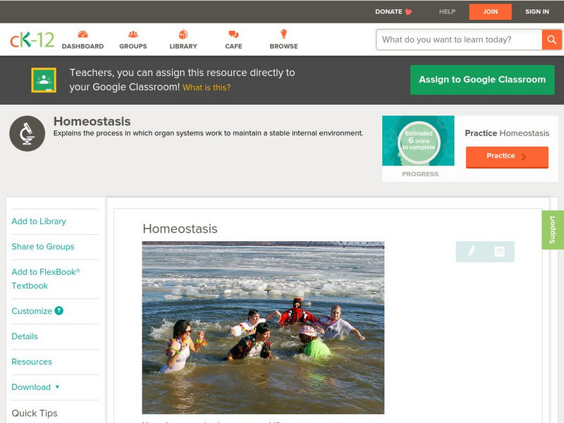 Ck 12: Life Science: Homeostasis Unit Plan Ck 12: Life Science: Homeostasis Unit Plan