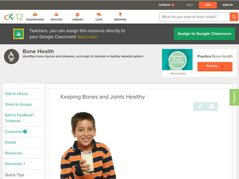 Ck 12: Life Science: Keeping Bones and Joints Healthy Unit Plan Ck 12: Life Science: Keeping Bones and Joints Healthy Unit Plan