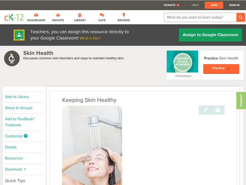 Ck 12: Life Science: Keeping Skin Healthy Unit Plan Ck 12: Life Science: Keeping Skin Healthy Unit Plan