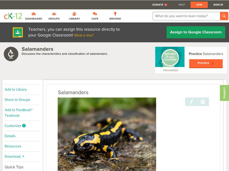 Ck 12: Life Science: Salamanders Unit Plan Ck 12: Life Science: Salamanders Unit Plan
