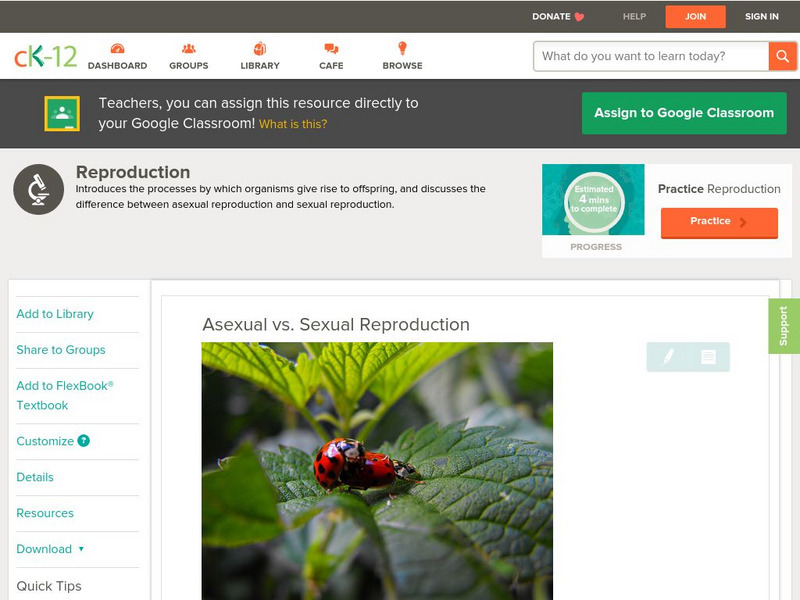 Ck 12: Biology: Asexual vs. Sexual Reproduction Unit Plan Ck 12: Biology: Asexual vs. Sexual Reproduction Unit Plan