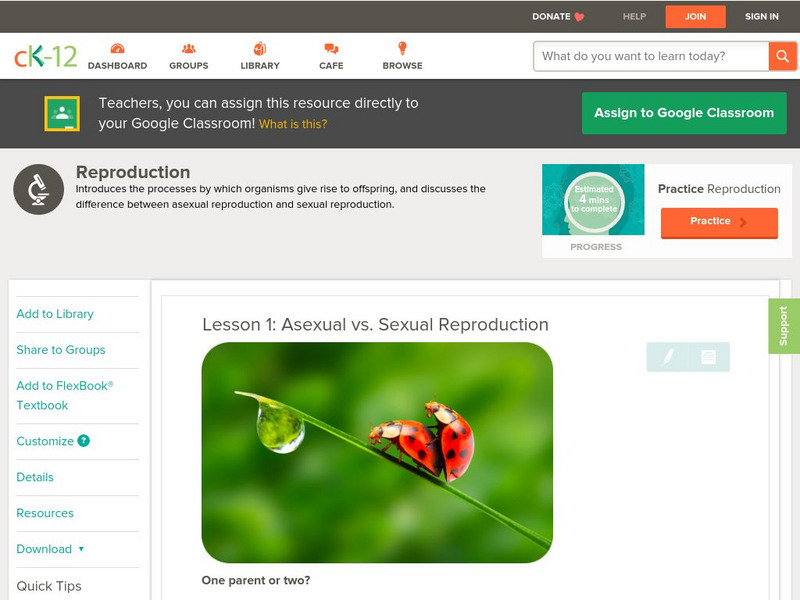 Ck 12: Biology: Asexual vs. Sexual Reproduction Unit Plan Ck 12: Biology: Asexual vs. Sexual Reproduction Unit Plan