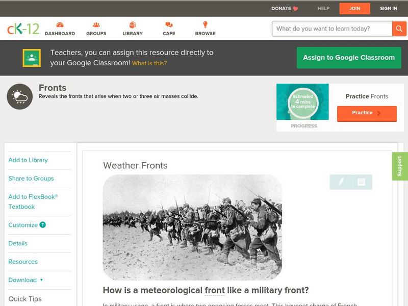 Ck 12: Earth Science: Weather Fronts Unit Plan Ck 12: Earth Science: Weather Fronts Unit Plan