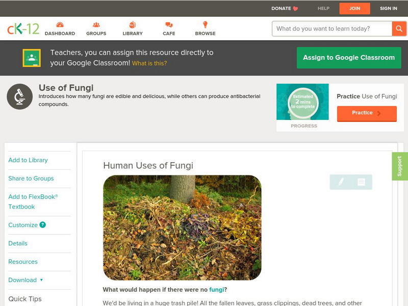 Ck 12: Life Science: Human Uses of Fungi Unit Plan Ck 12: Life Science: Human Uses of Fungi Unit Plan