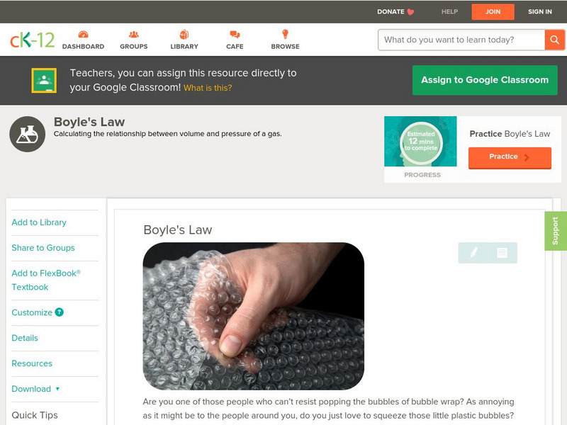 Ck 12: Physical Science: Boyle's Law Unit Plan Ck 12: Physical Science: Boyle's Law Unit Plan