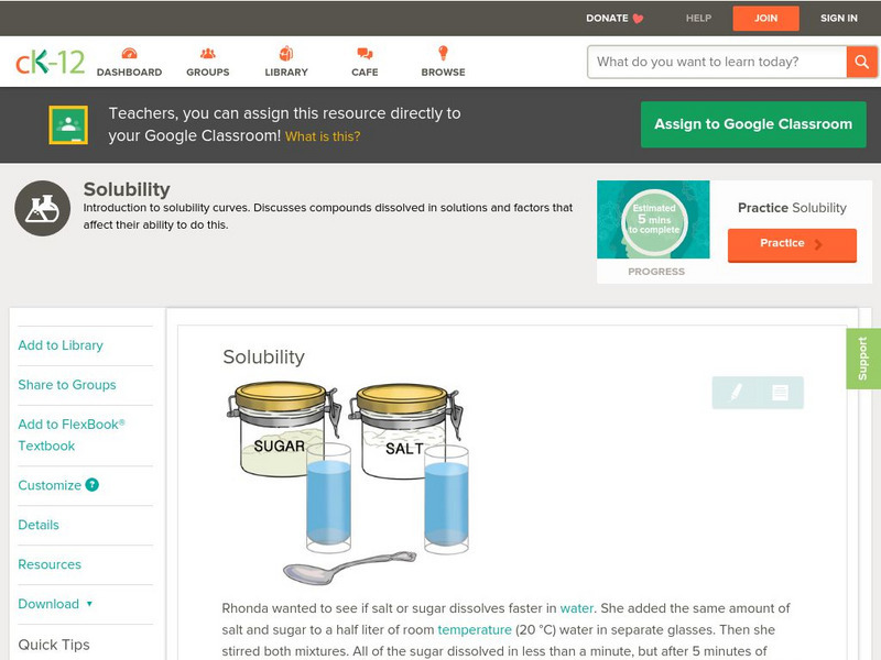 Ck 12: Physical Science: Solubility Unit Plan Ck 12: Physical Science: Solubility Unit Plan