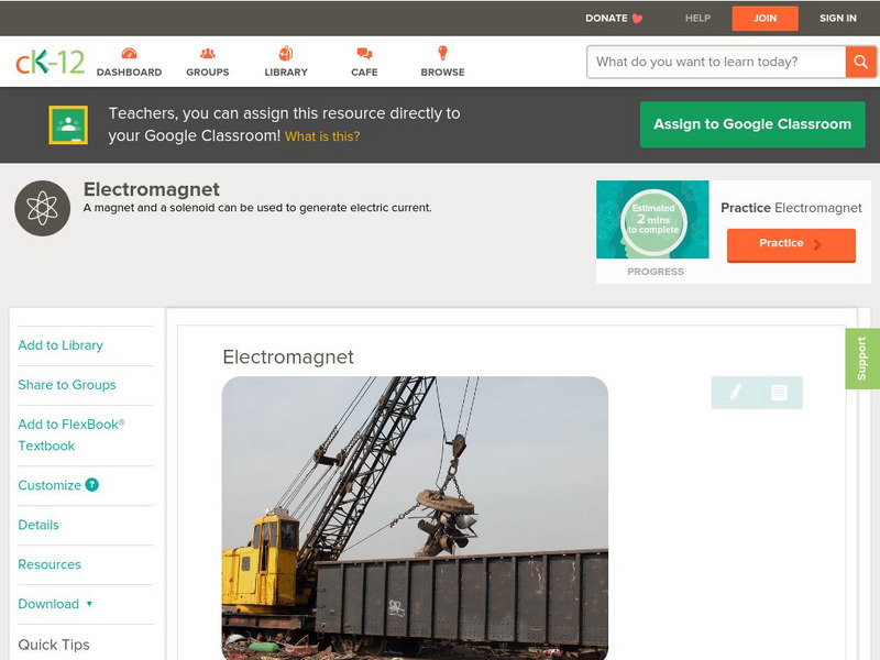 Ck 12: Physical Science: Electromagnet Unit Plan