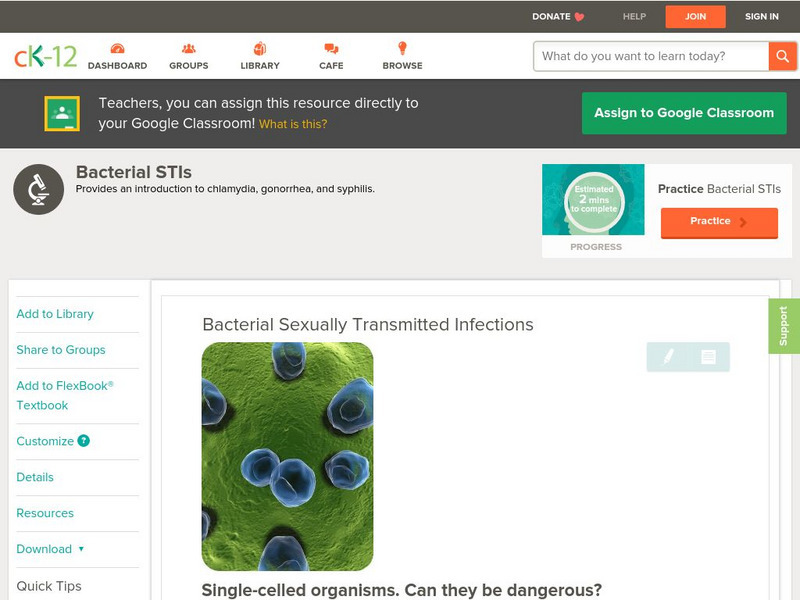 Ck 12: Biology: Bacterial Sexually Transmitted Infections Unit Plan Ck 12: Biology: Bacterial Sexually Transmitted Infections Unit Plan