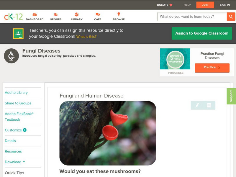 Ck 12: Biology: Fungi and Human Disease Unit Plan Ck 12: Biology: Fungi and Human Disease Unit Plan