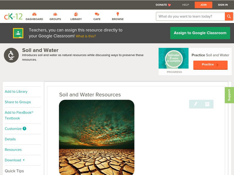 Ck 12: Biology: Soil and Water Resources Unit Plan Ck 12: Biology: Soil and Water Resources Unit Plan