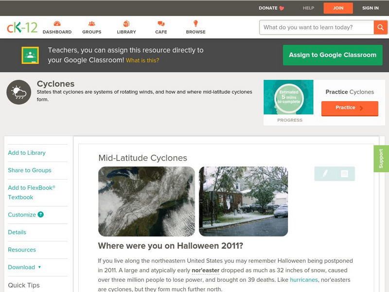 Ck 12: Earth Science: Mid Latitude Cyclones Unit Plan Ck 12: Earth Science: Mid Latitude Cyclones Unit Plan