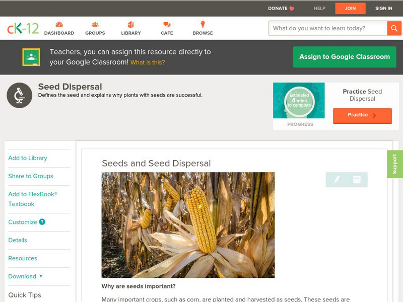 Ck 12: Life Science: Seeds and Seed Dispersal Unit Plan Ck 12: Life Science: Seeds and Seed Dispersal Unit Plan