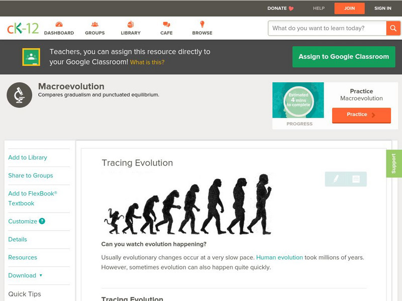 Ck 12: Life Science: Tracing Evolution Unit Plan
