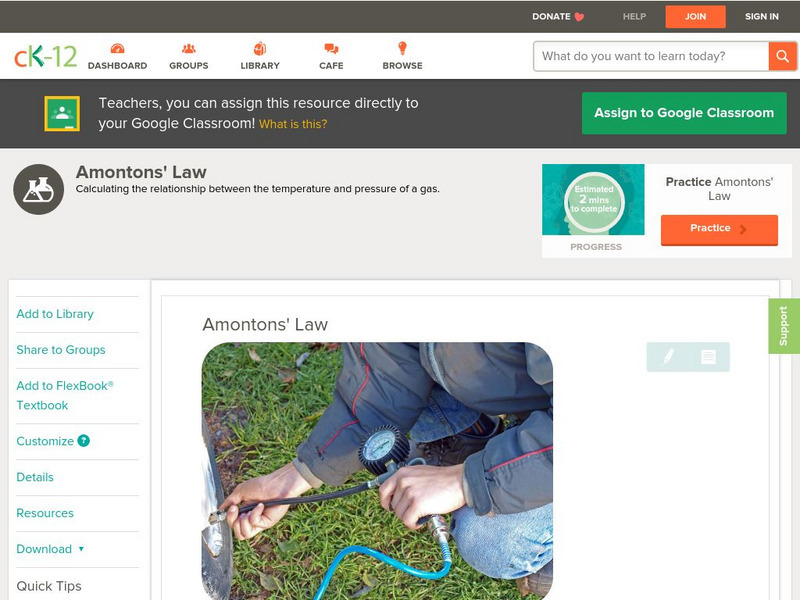 Ck 12: Physical Science: Amontons' Law Unit Plan Ck 12: Physical Science: Amontons' Law Unit Plan