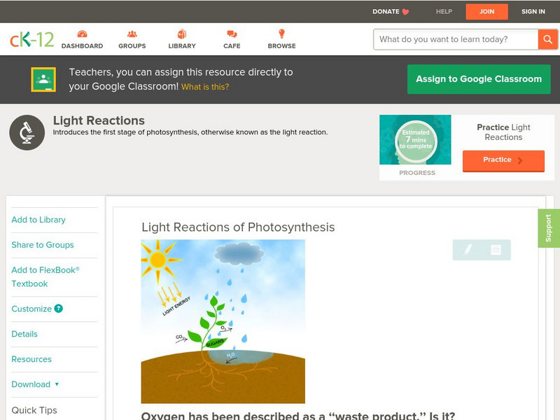 Ck 12: Biology: Light Reactions of Photosynthesis Unit Plan Ck 12: Biology: Light Reactions of Photosynthesis Unit Plan