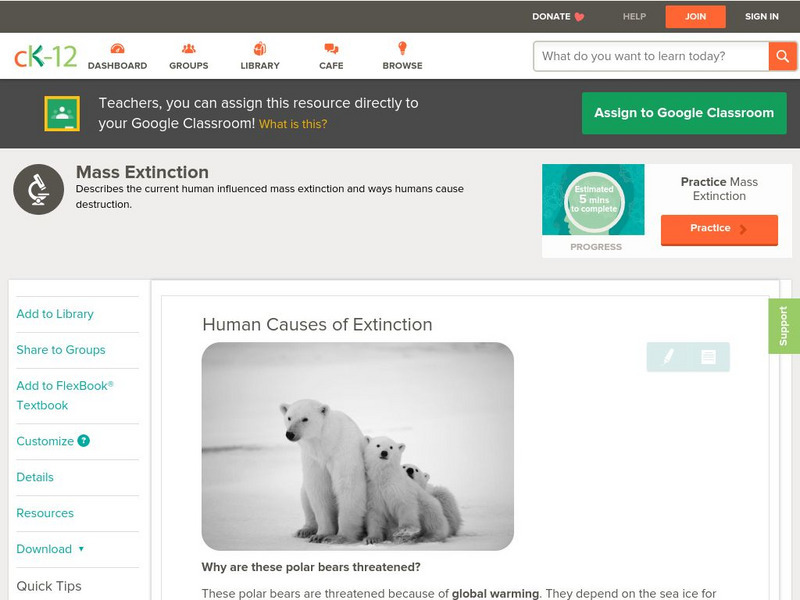 Ck 12: Life Science: Human Causes of Extinction Unit Plan Ck 12: Life Science: Human Causes of Extinction Unit Plan