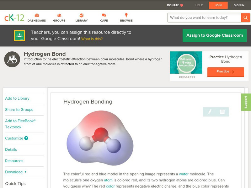 Ck 12: Physical Science: Hydrogen Bonding Unit Plan Ck 12: Physical Science: Hydrogen Bonding Unit Plan