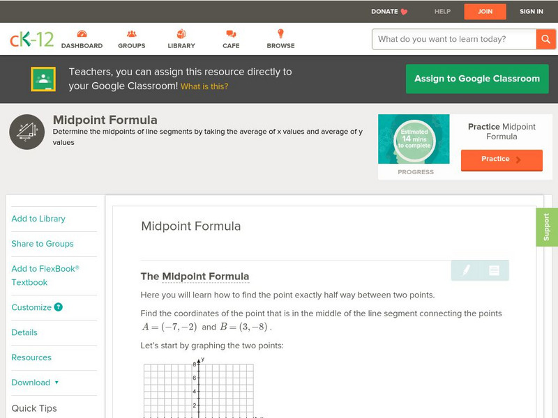 Ck 12: Algebra: Midpoint Formula Unit Plan Ck 12: Algebra: Midpoint Formula Unit Plan