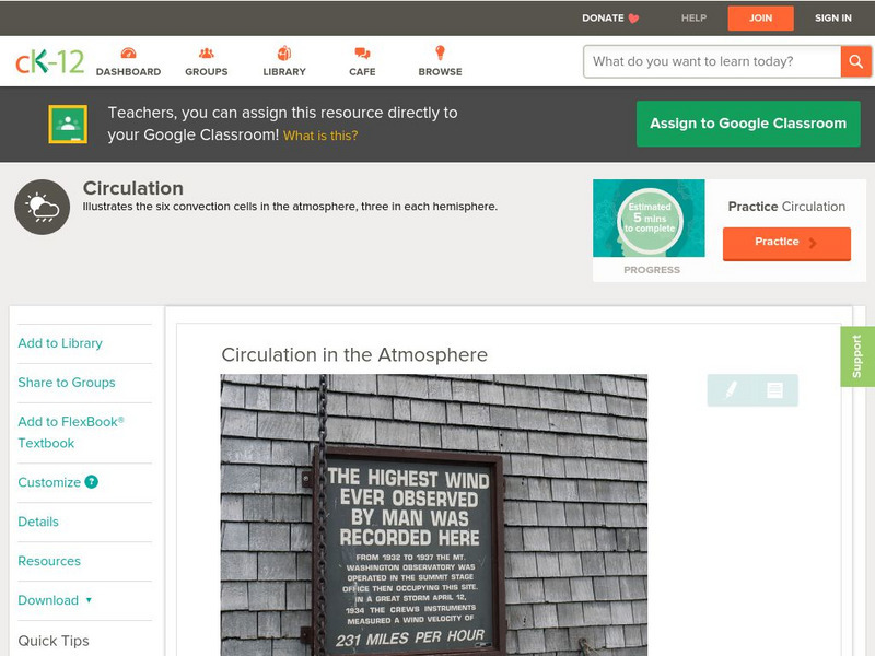 Ck 12: Earth Science: Circulation in the Atmosphere Unit Plan Ck 12: Earth Science: Circulation in the Atmosphere Unit Plan