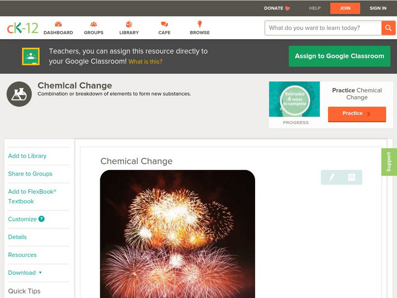Ck 12: Physical Science: Chemical Change Unit Plan Ck 12: Physical Science: Chemical Change Unit Plan