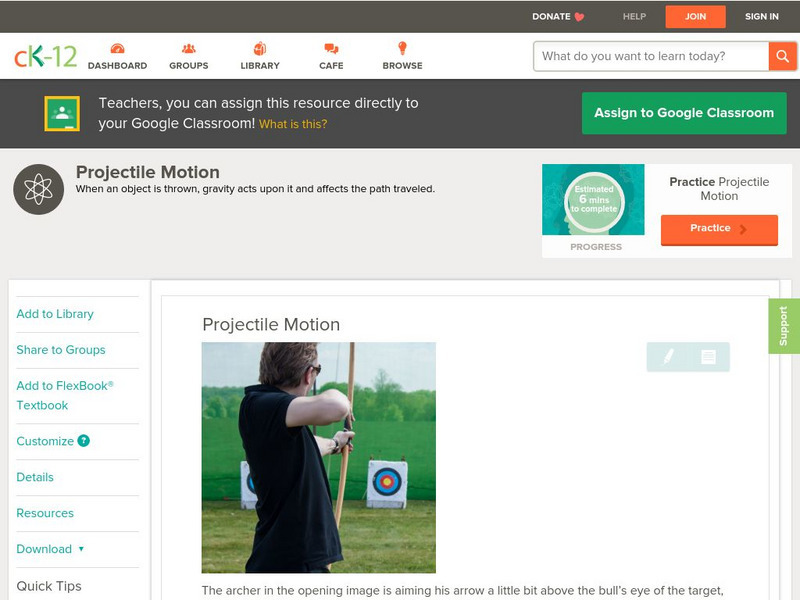 Ck 12: Physical Science: Projectile Motion Unit Plan