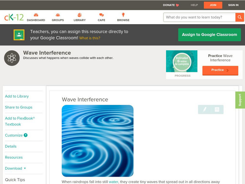 Ck 12: Physical Science: Wave Interference Unit Plan Ck 12: Physical Science: Wave Interference Unit Plan
