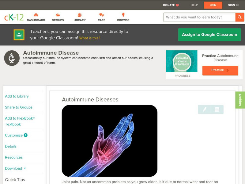 Ck 12: Biology: Autoimmune Diseases Unit Plan Ck 12: Biology: Autoimmune Diseases Unit Plan