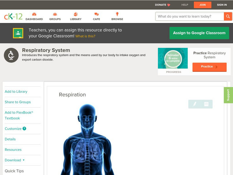 Ck 12: Biology: Respiratory System Unit Plan Ck 12: Biology: Respiratory System Unit Plan