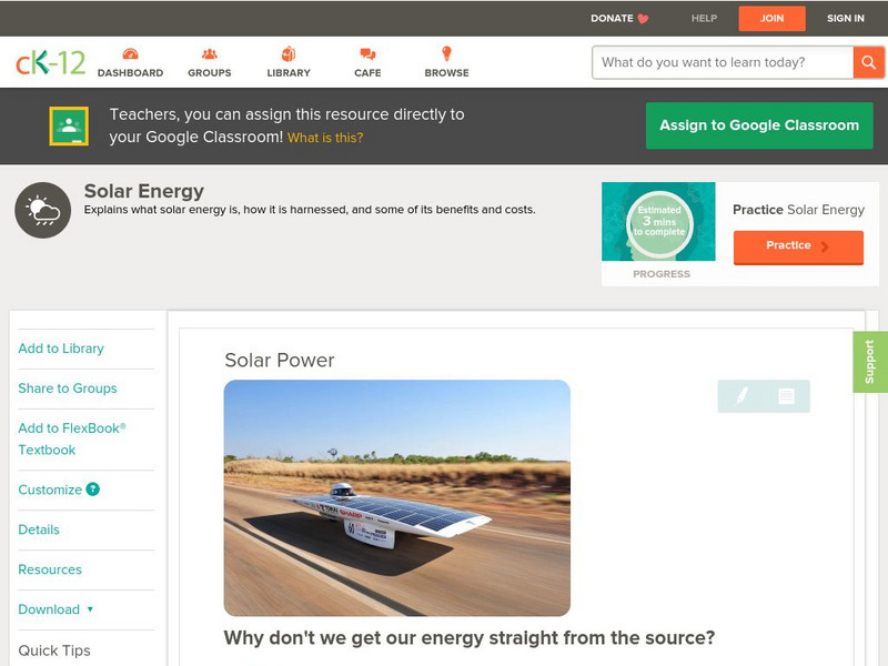Ck 12: Earth Science: Solar Power Unit Plan Ck 12: Earth Science: Solar Power Unit Plan