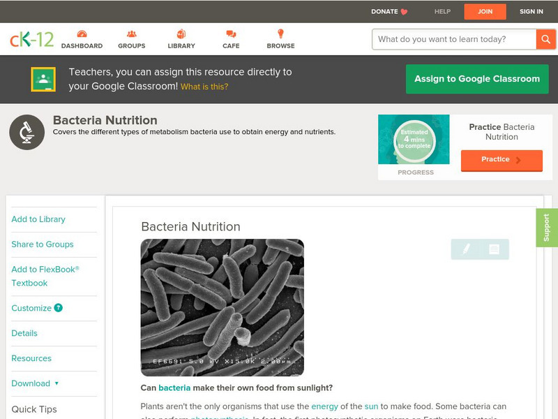 Ck 12: Life Science: Bacteria Nutrition Unit Plan Ck 12: Life Science: Bacteria Nutrition Unit Plan