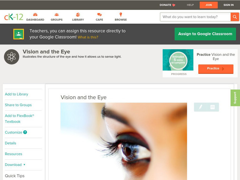 Ck 12: Physical Science: Vision and the Eye Unit Plan Ck 12: Physical Science: Vision and the Eye Unit Plan