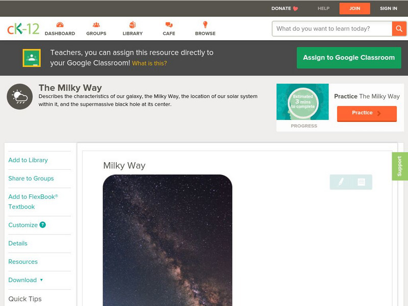 Ck 12: Earth Science: Milky Way Unit Plan Ck 12: Earth Science: Milky Way Unit Plan