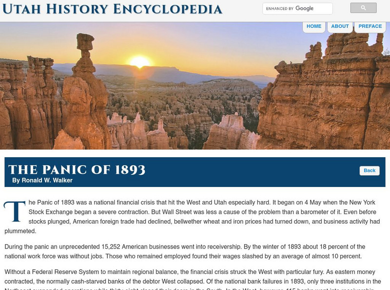 Uen: Utah History Encyclopedia: The Panic of 1893 Handout